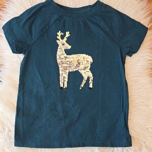 Reindeer Tee With Gold Sequence